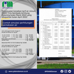 Kenaikan Tarif Air Minum Tahun 2022 PDAM Tirta Sembada